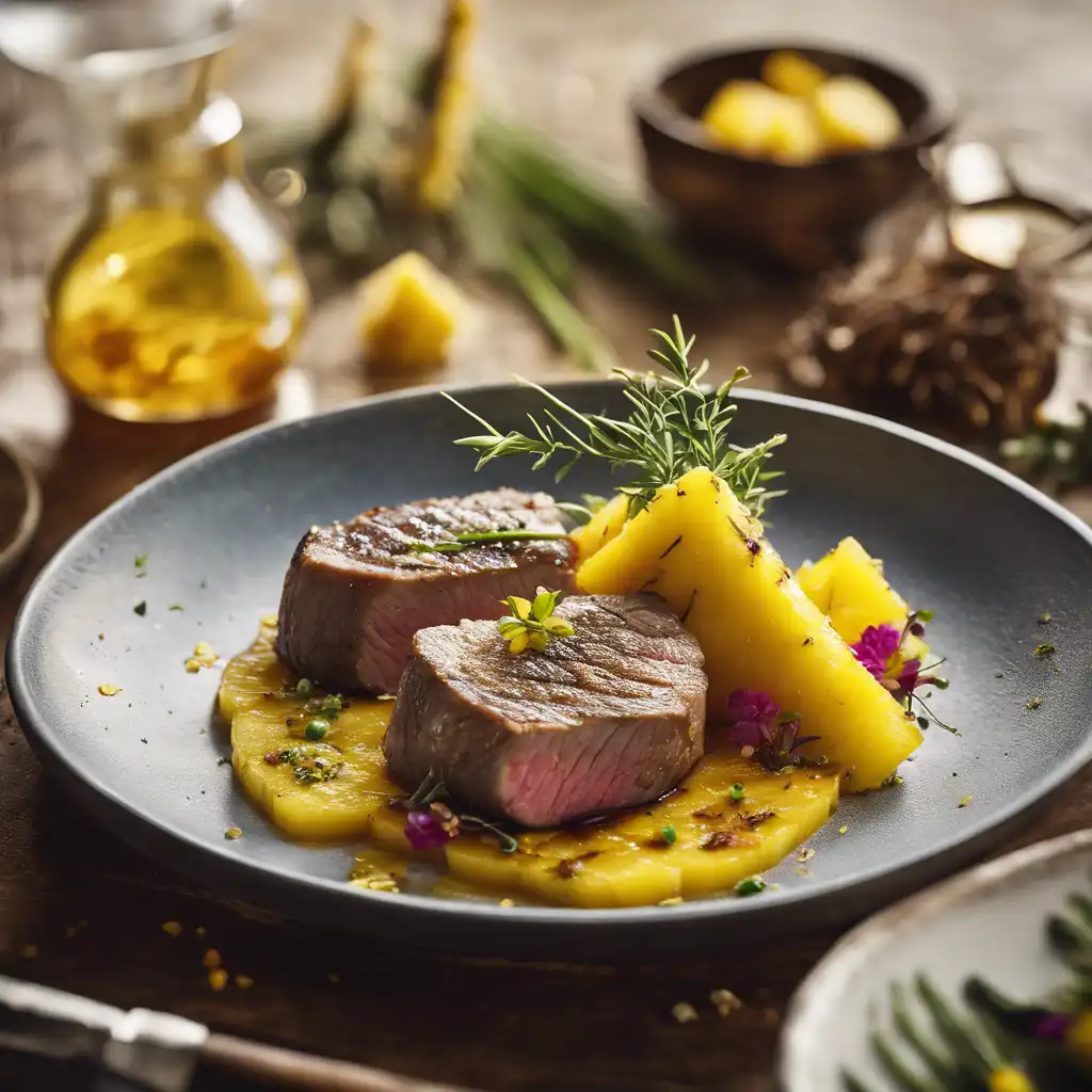 Lamb with estragon and pineapple