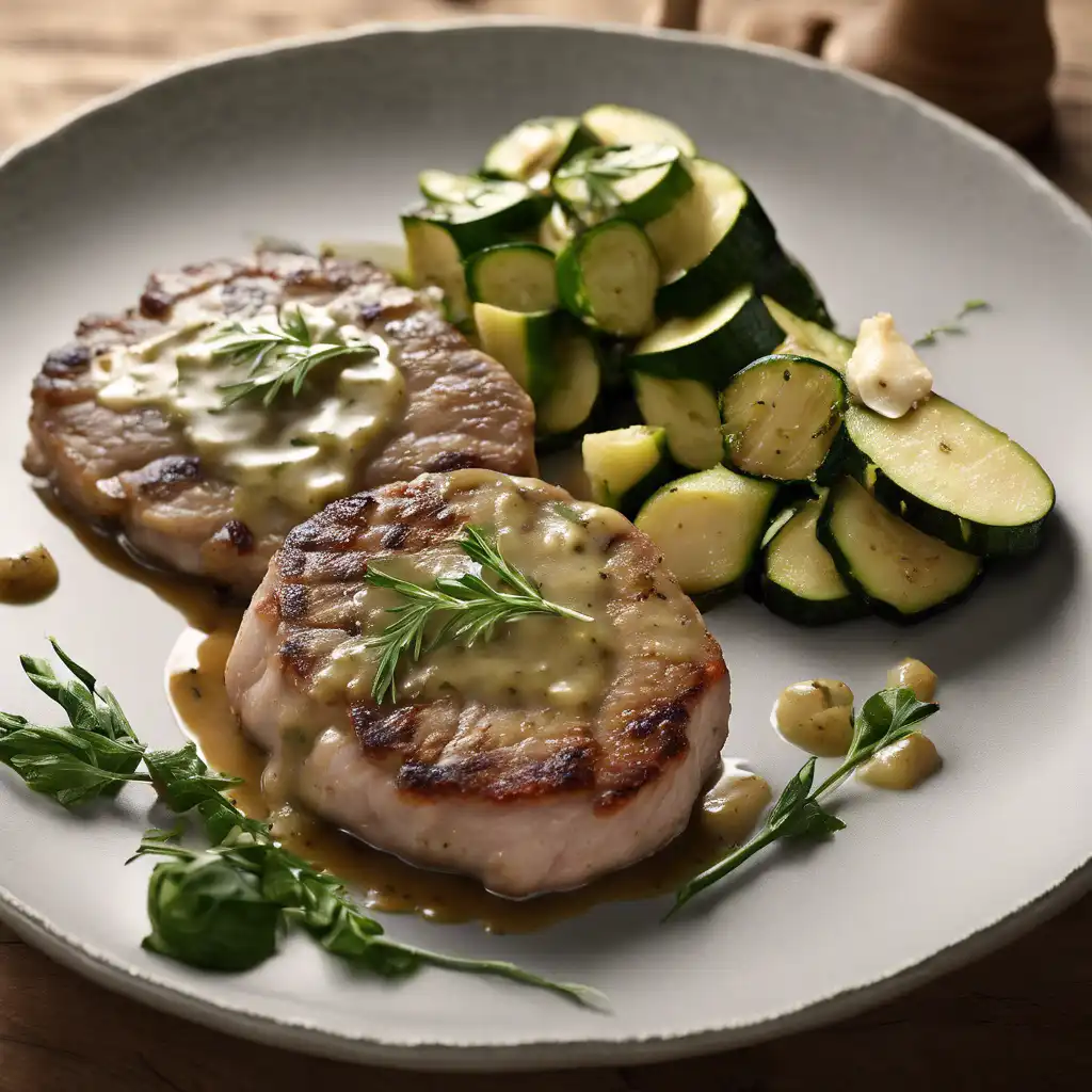 Pork Cutlets with Sweet Herb and Zucchini