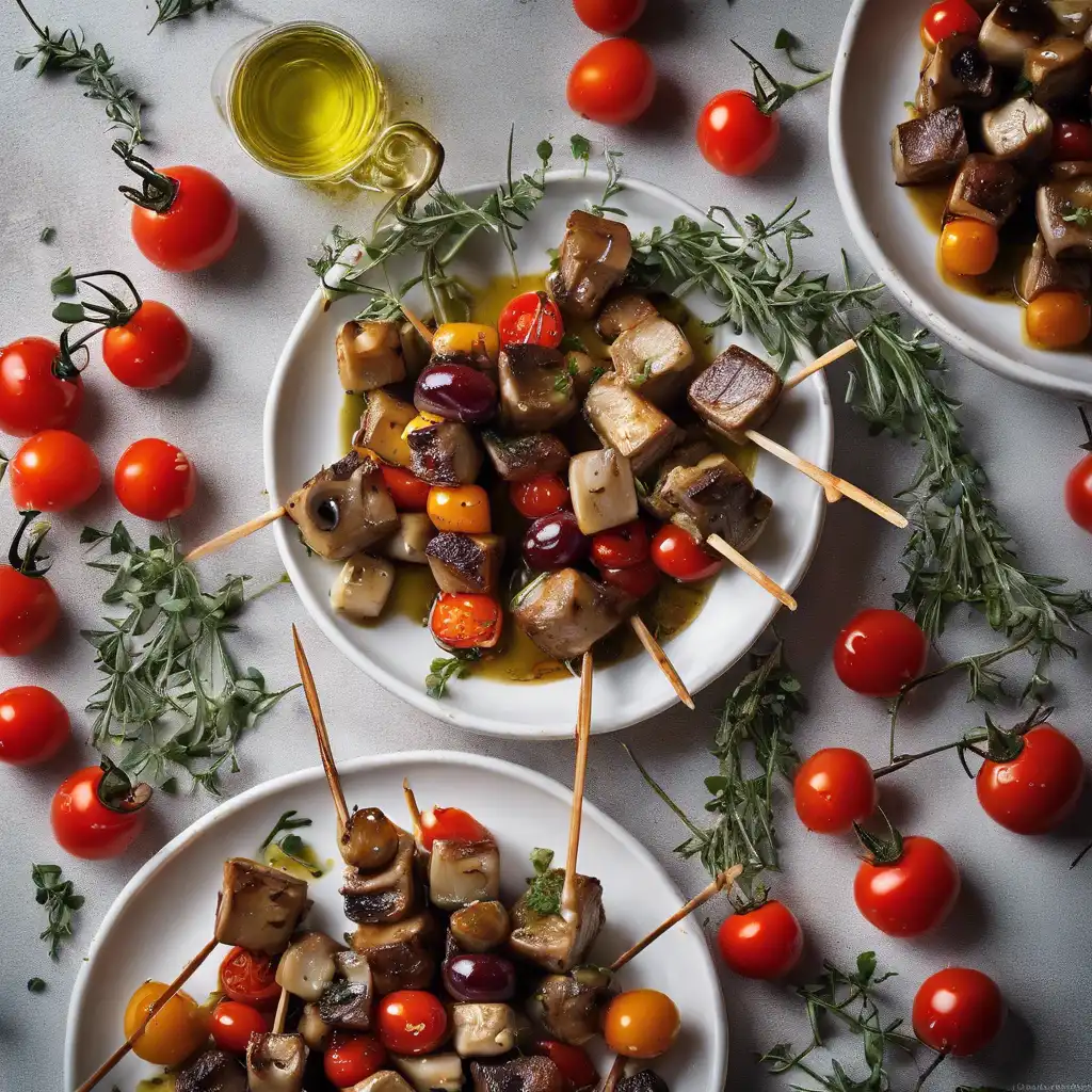 Carne Skewers with Mushroom and Tomato