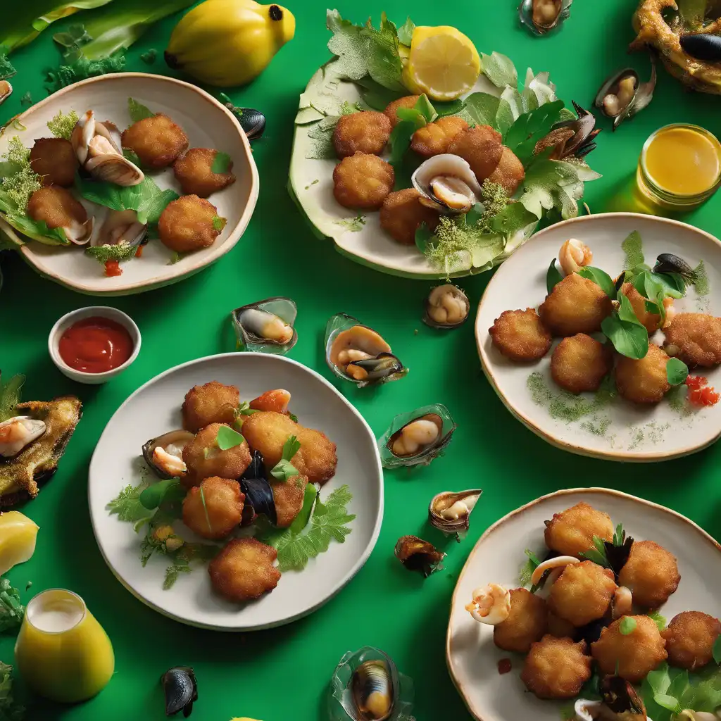 Green Banana Fritters with Seafood