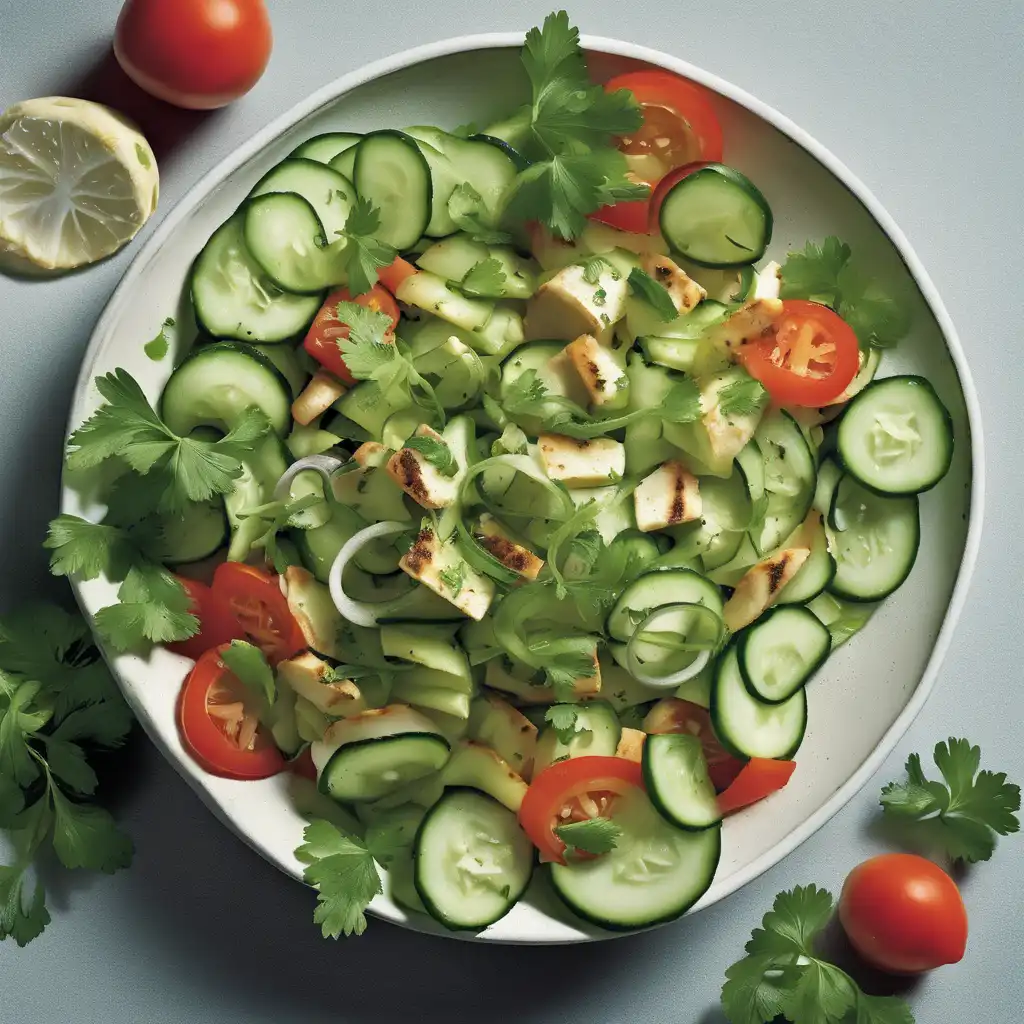 Cilantro Salad with Cucumber and Pita Bread