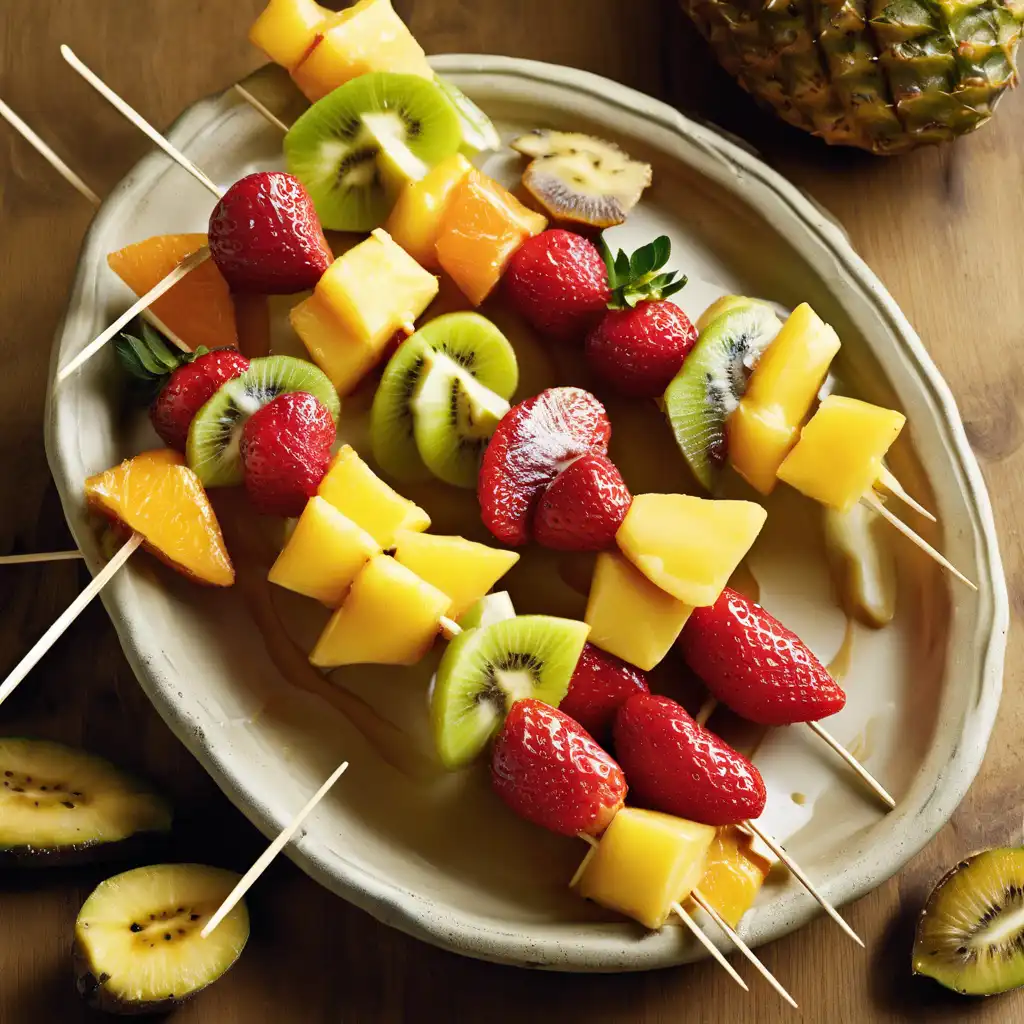 Fruit Skewers with Rum Sauce