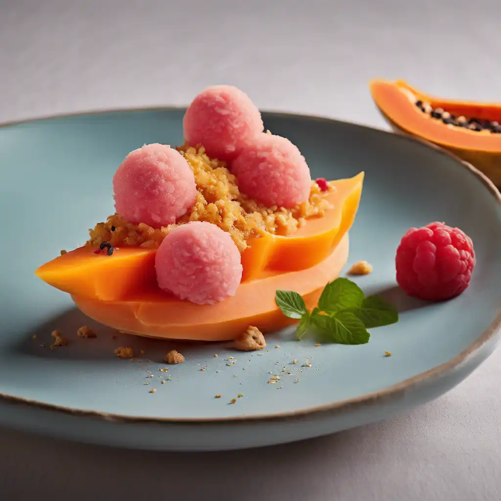 Papaya with Farofa and Sorbet