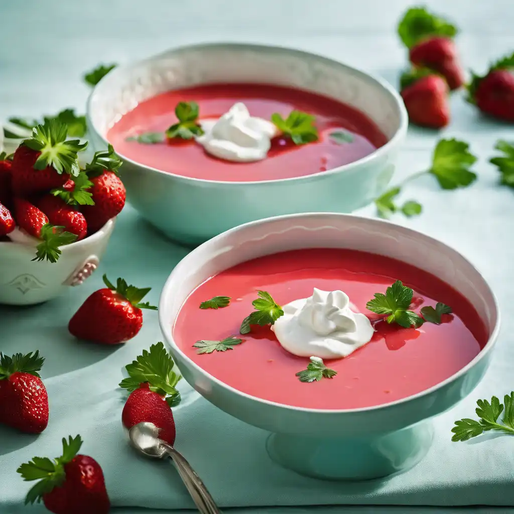 Strawberry Soup with Whipped Cream