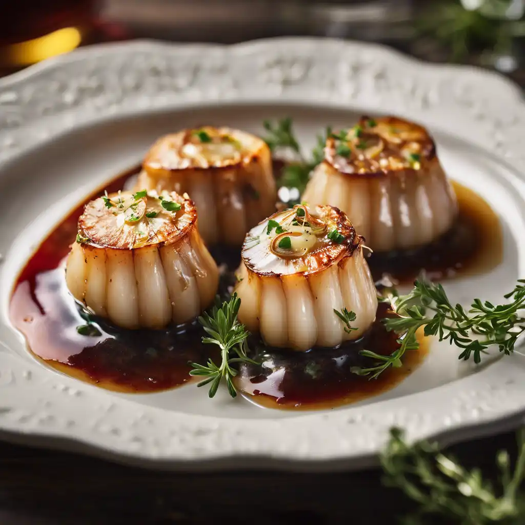 Stuffed Scallops with Wine Sauce