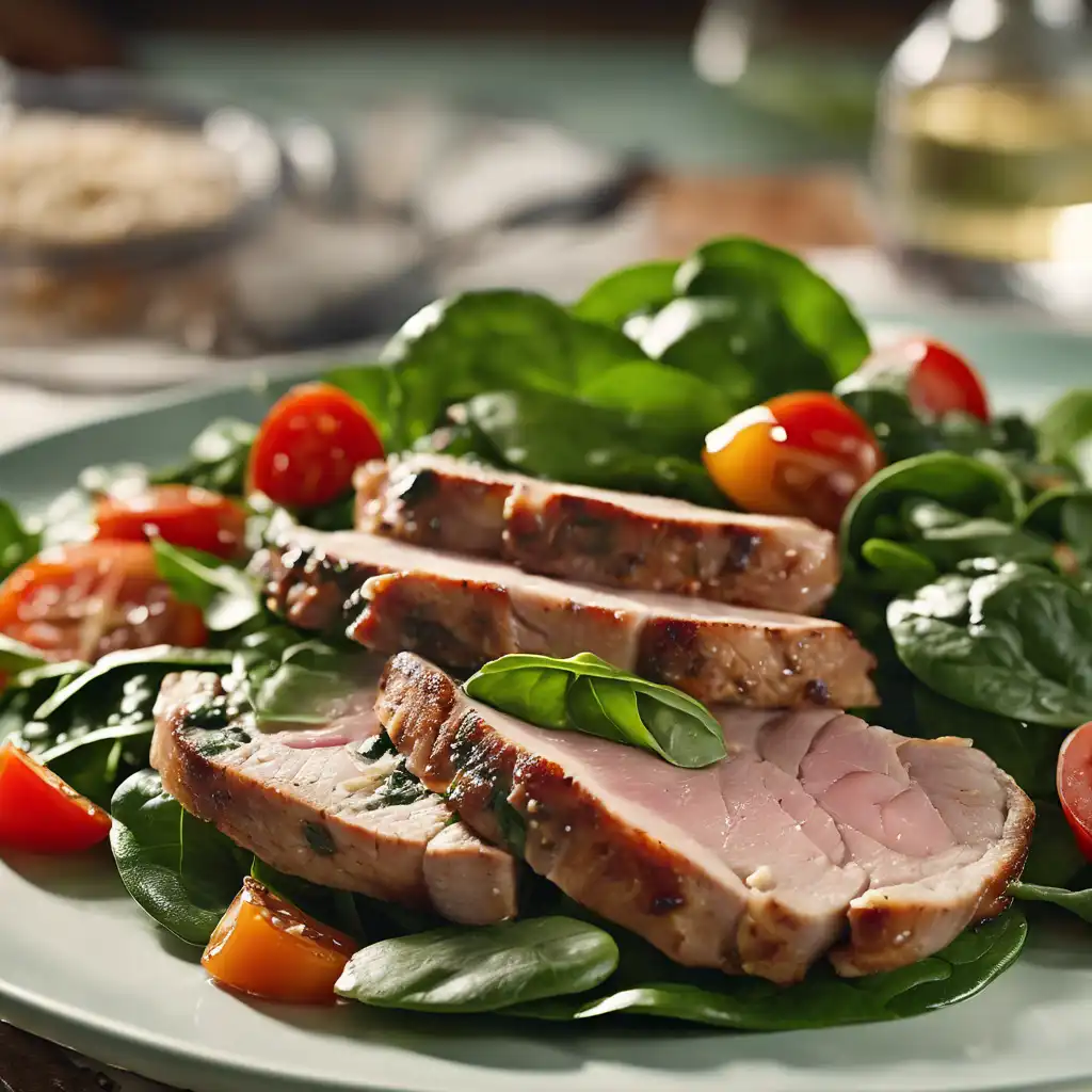 Spinach Salad with Pork Chops