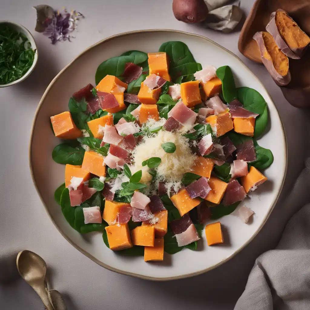 Sweet Potato Salad with Sorrel and Parmesan Cheese