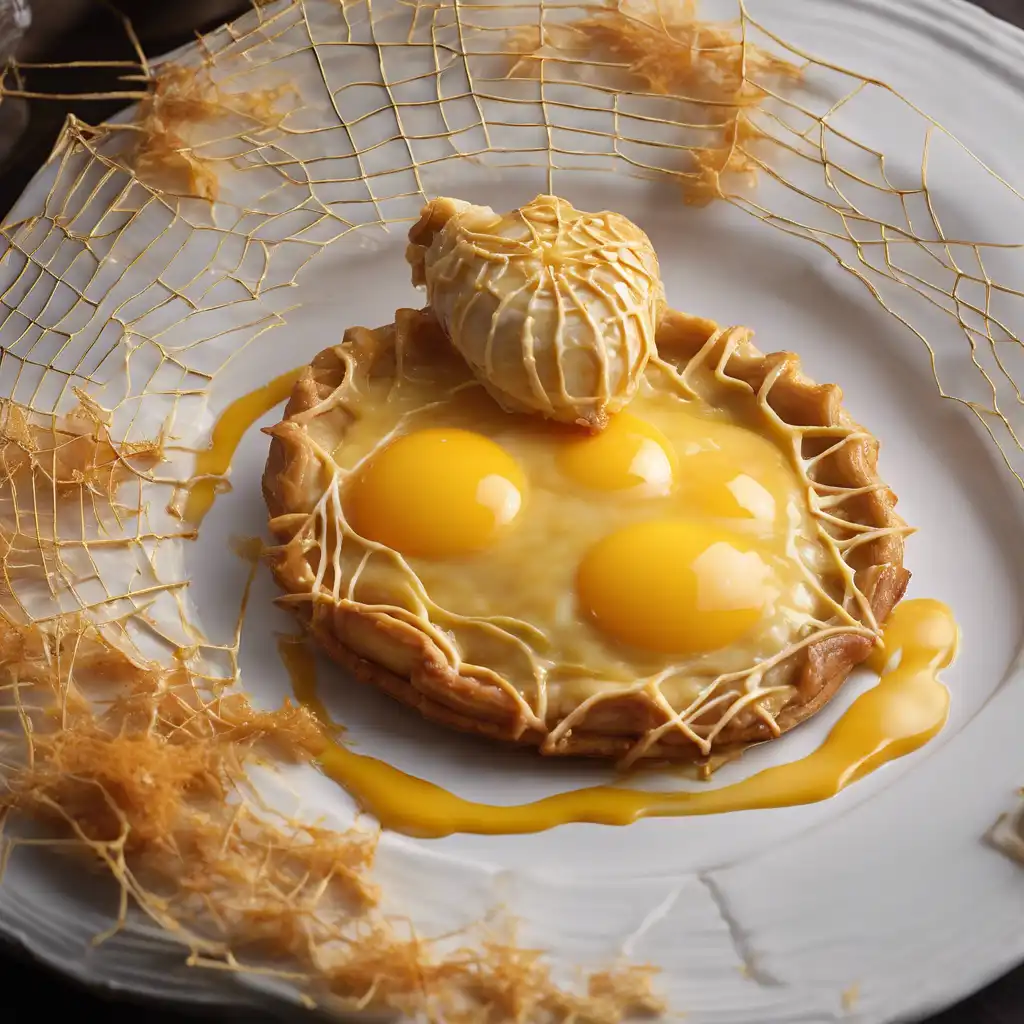 Spider Web Chicken and Abobora Pie with Egg Yolk Glaze