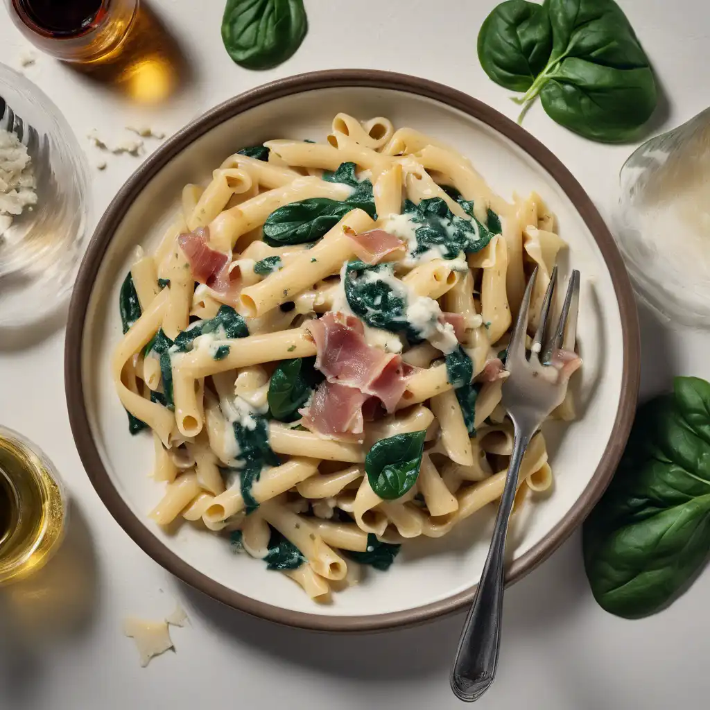 Pasta with Gorgonzola, Prosciutto, and Spinach