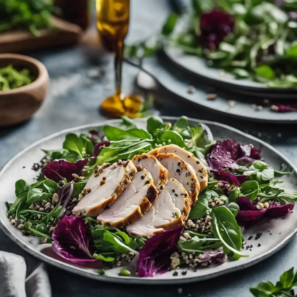 Green Salad with Pesto Powdered Chicken