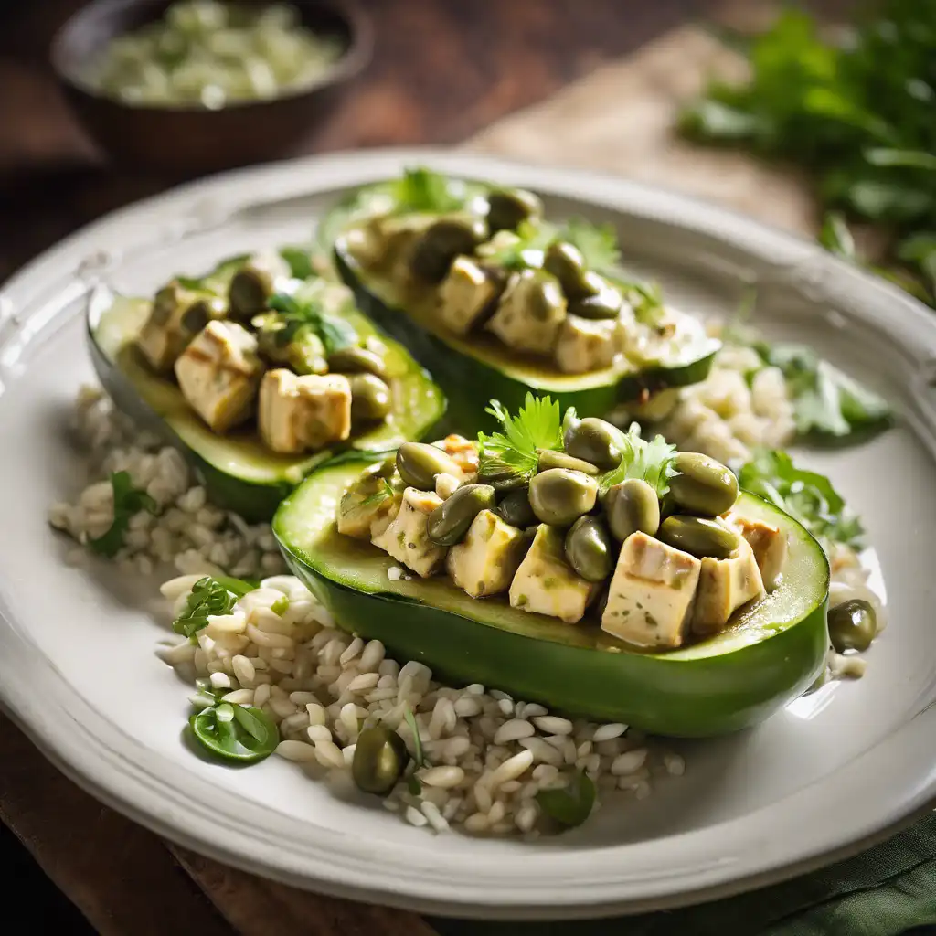 Stuffed Zucchini with Tamari Glaze and White Bean Salad