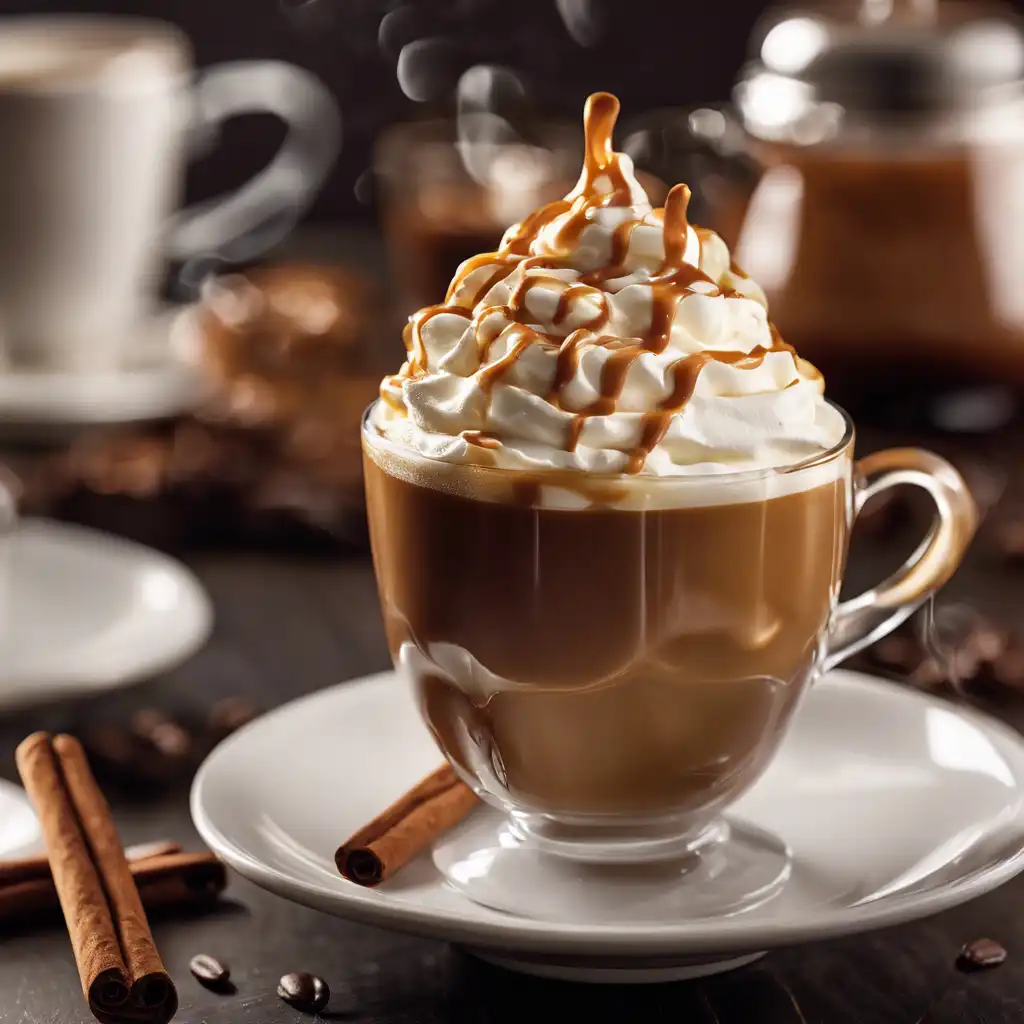 Sweet Coffee with Caramel Syrup and Whipped Cream