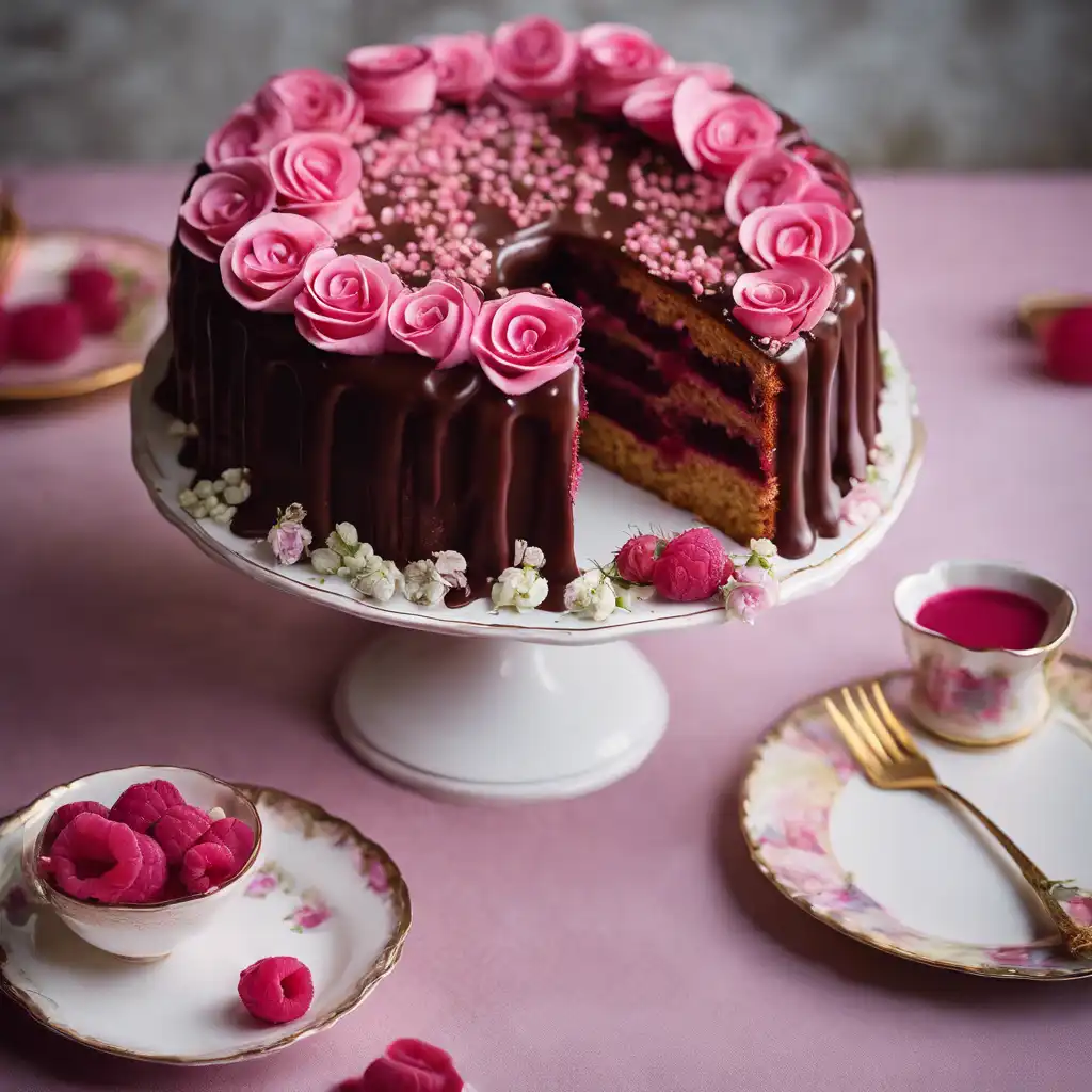 Raspberry Cake with Minis Roses