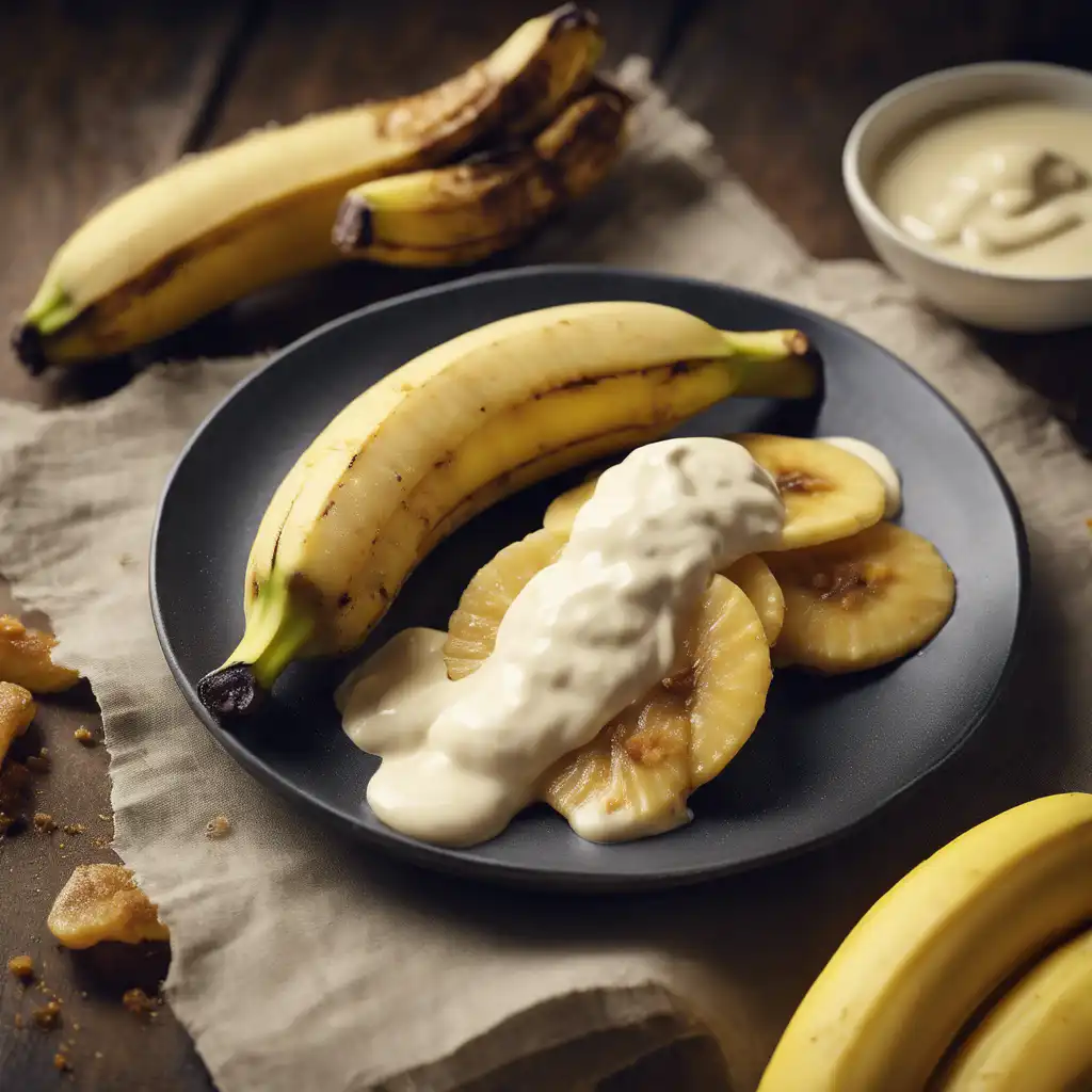 Fried Banana with Cream Sauce