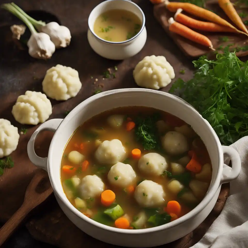 Vegetable Soup with Potato and Garlic Dumplings