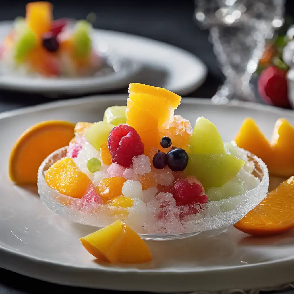 Fruit Salad with Orange Granita