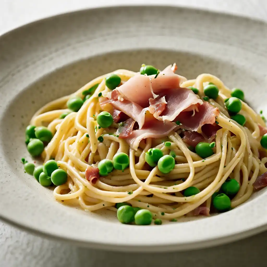 Bucatini with Prosciutto and Peas