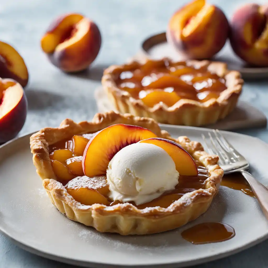 Caramelized Peach Tart with Coconut Ice Cream