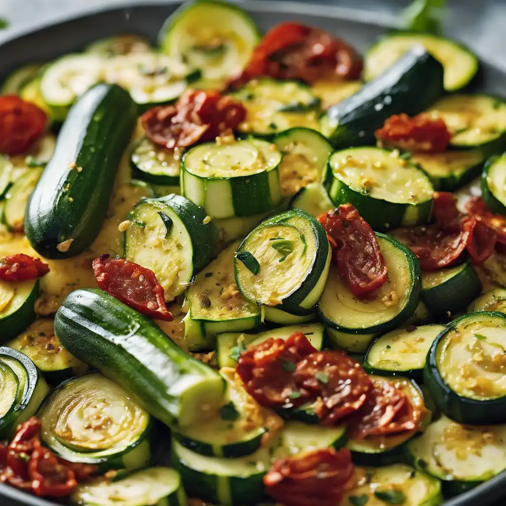 Zucchini sauté with Dried Tomato and Basil