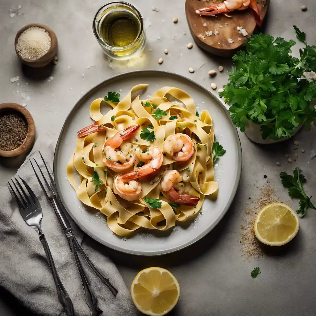 Shrimp and White Bean Tagliatelle