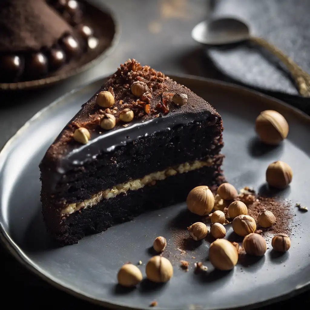 Black Rapadura Cake with Hazelnuts