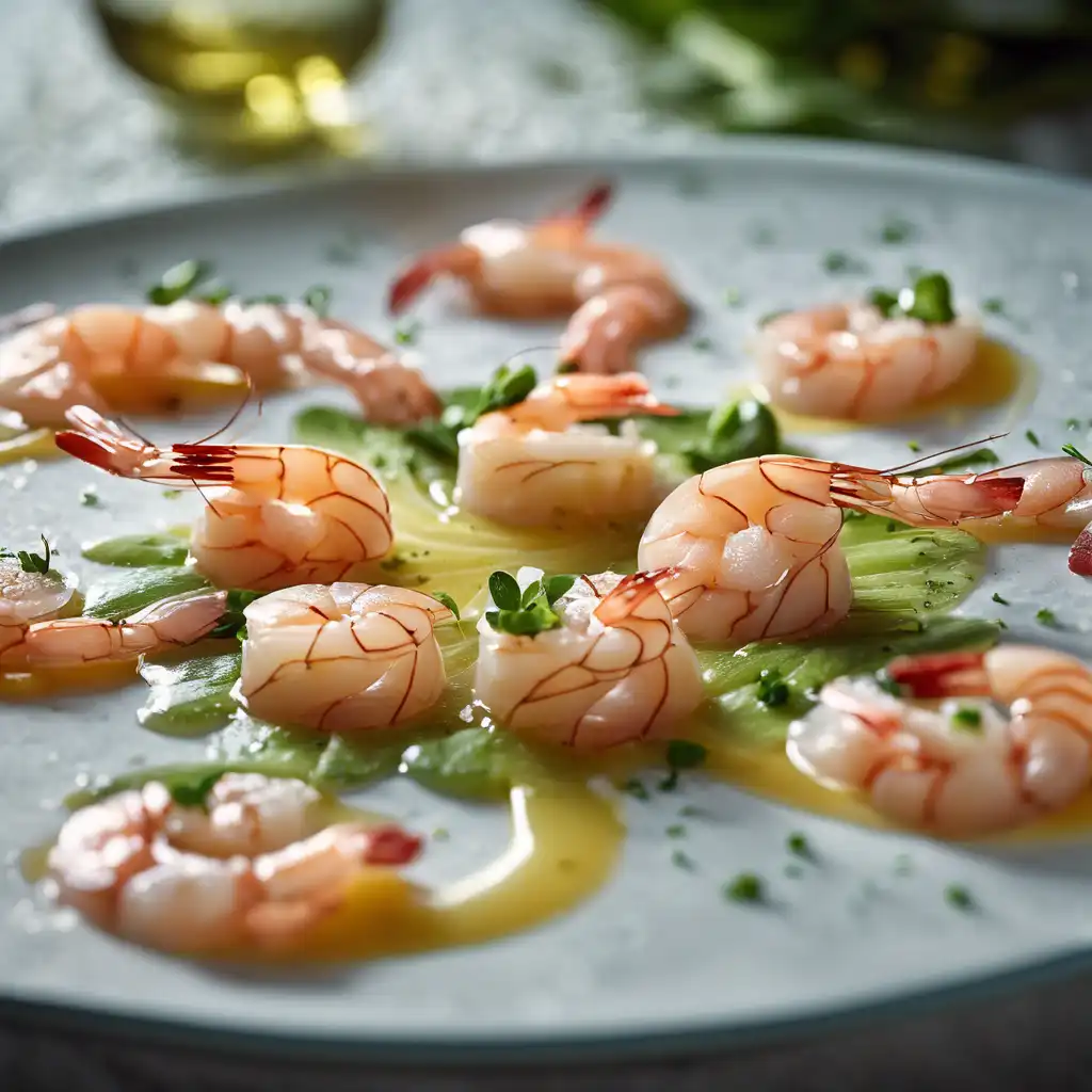 Palmito Carpaccio with Shrimp and Porto Wine