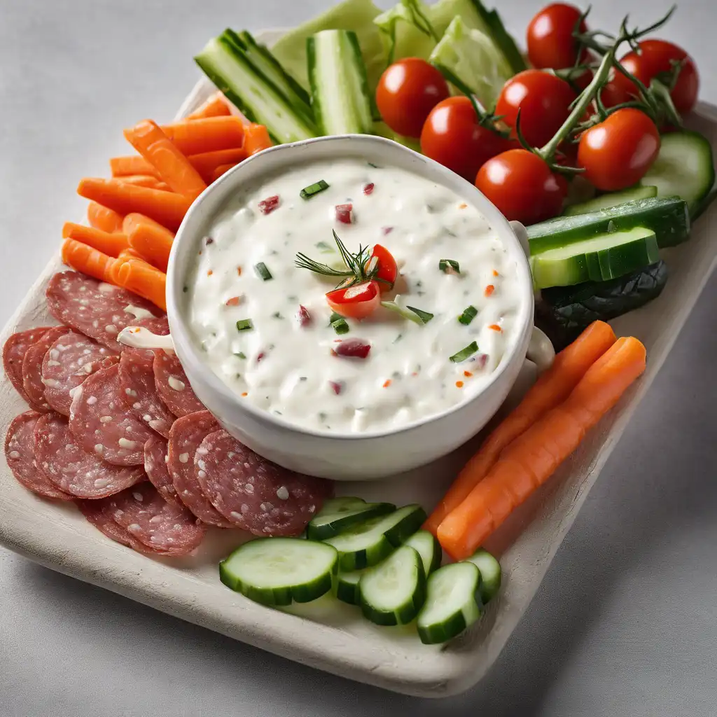 White Cheese Dip with Crunchy Vegetables