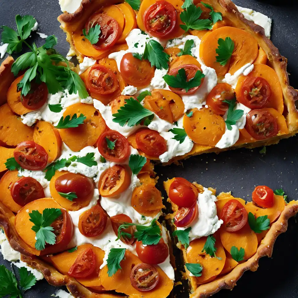 Sweet Potato Tart with Stuffed Tomatoes