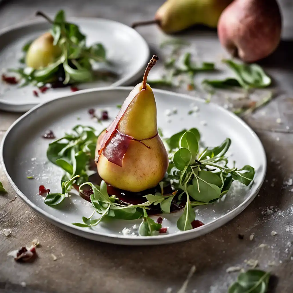 Prosciutto-Wrapped Pear with Cheese and Arugula