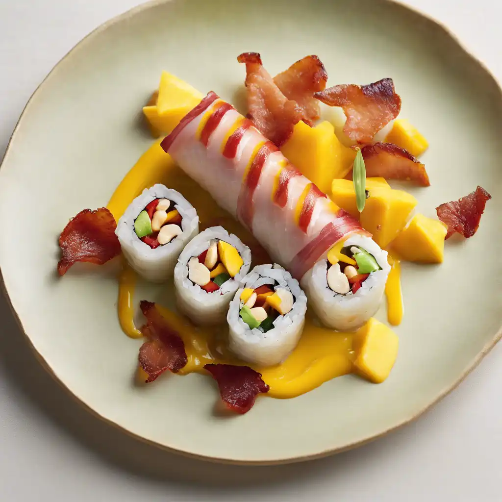 Painted Fish Roll with Mango and Cashew