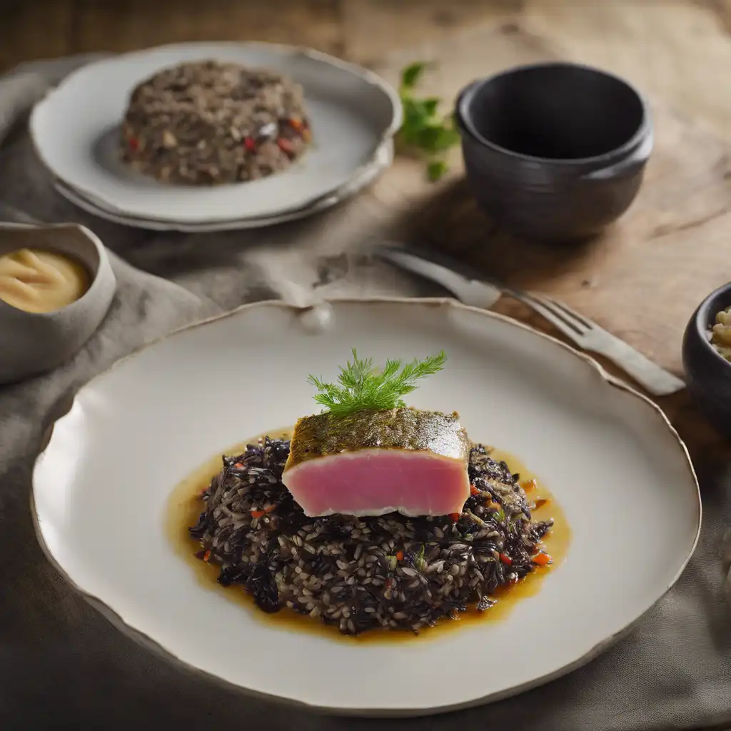 Tuna in Crust of Gergelim and Trouxinha with Wild Rice