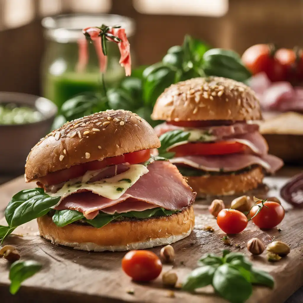 Crispy Ham Burgers with Pesto