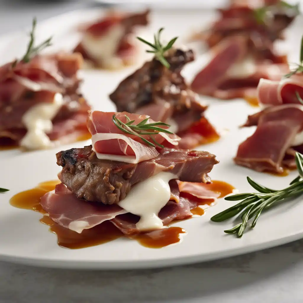 Caramelized Beef with Mozzarella and Prosciutto