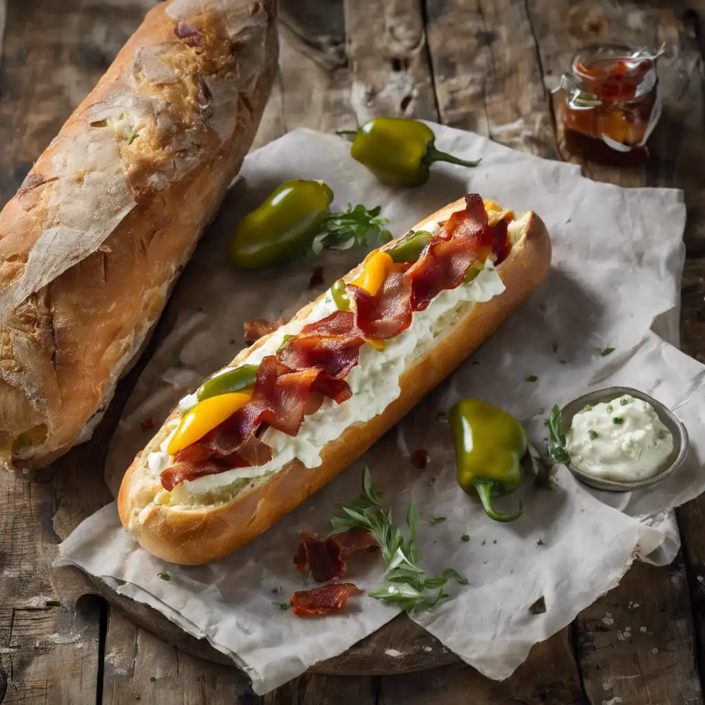 Stuffed Baguette with Ricotta, Bacon, and Bell Pepper