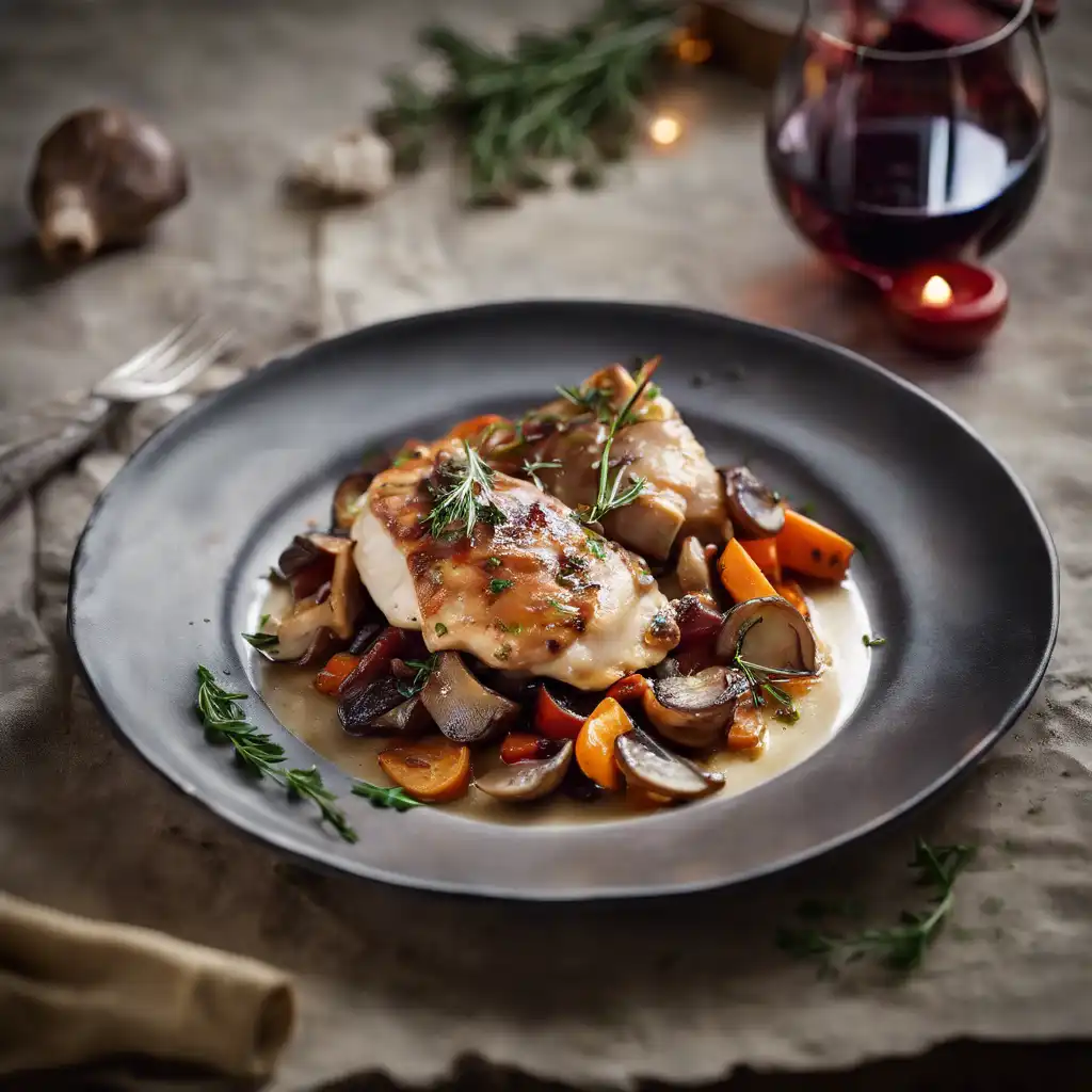 Foto de Frango com vinho e cogumelo