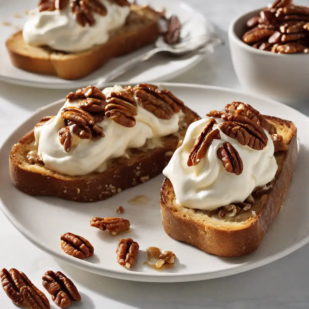  Toasted Bread with Caramelized Pecans and Whipped Cream