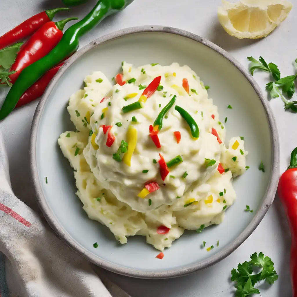 Mayonnaise with Mashed Potato, Green and Red Pepper