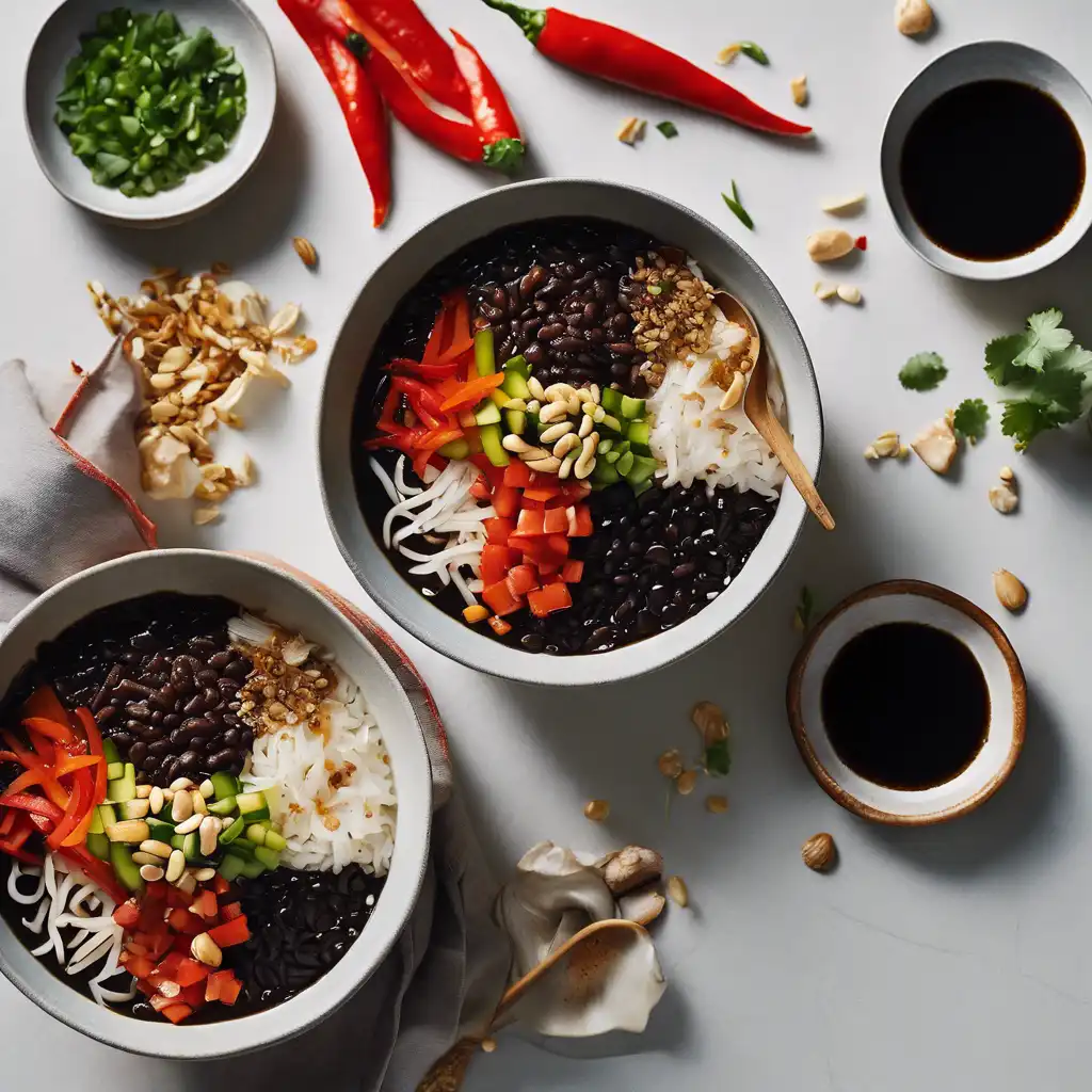 Rice Bowl with Black Bean Broth