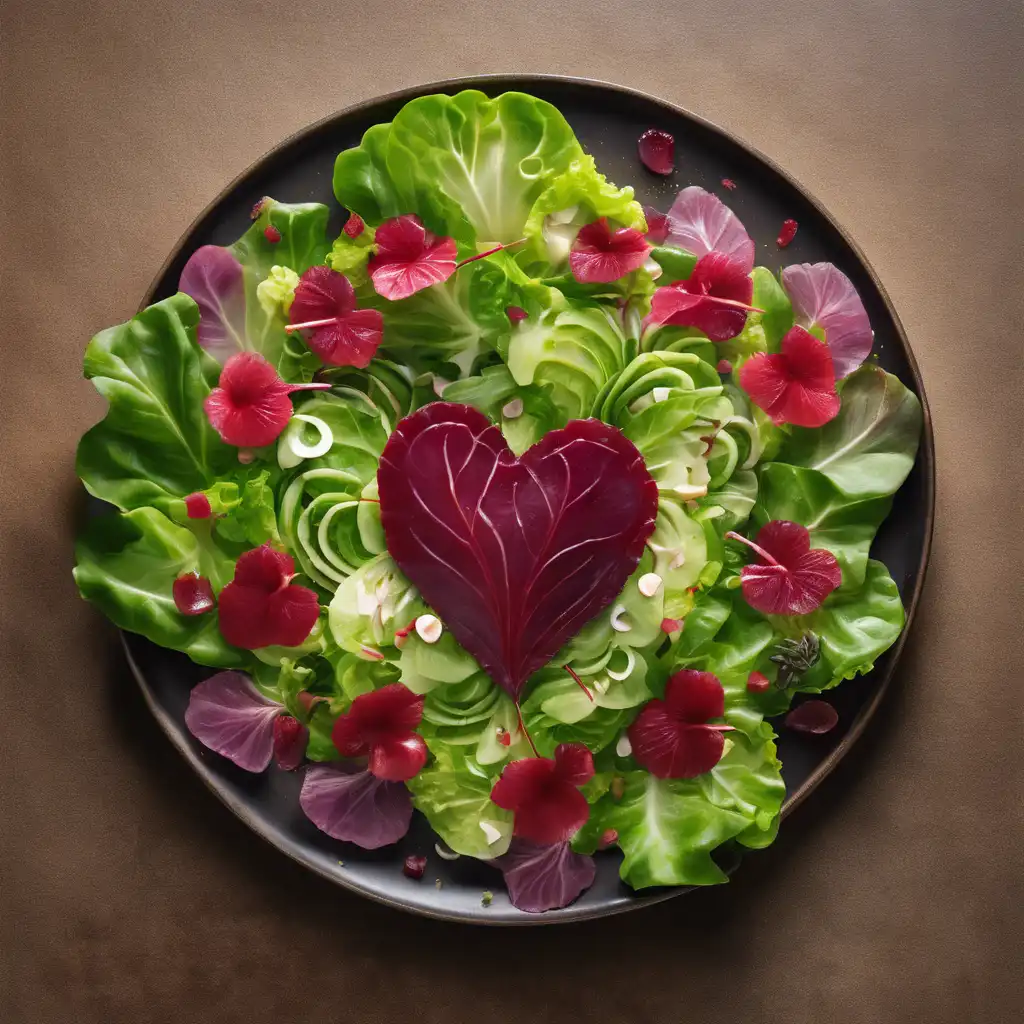 Green Leaf and Palm Heart Salad with Hibiscus Gelatin Vinaigrette