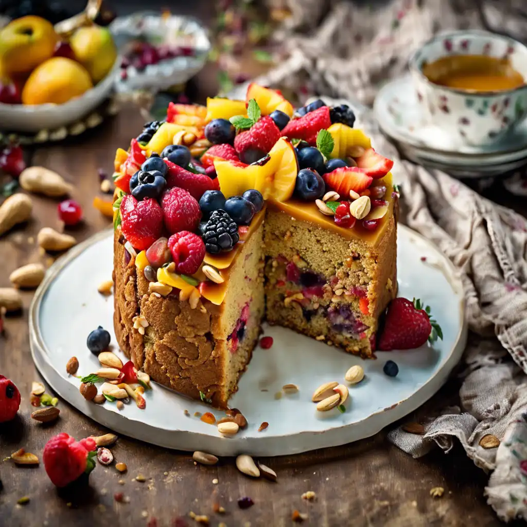 Peanut Cake with Fruits