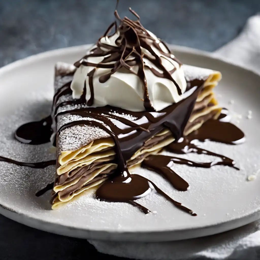 Chocolate Crepe with Mousse and Cream