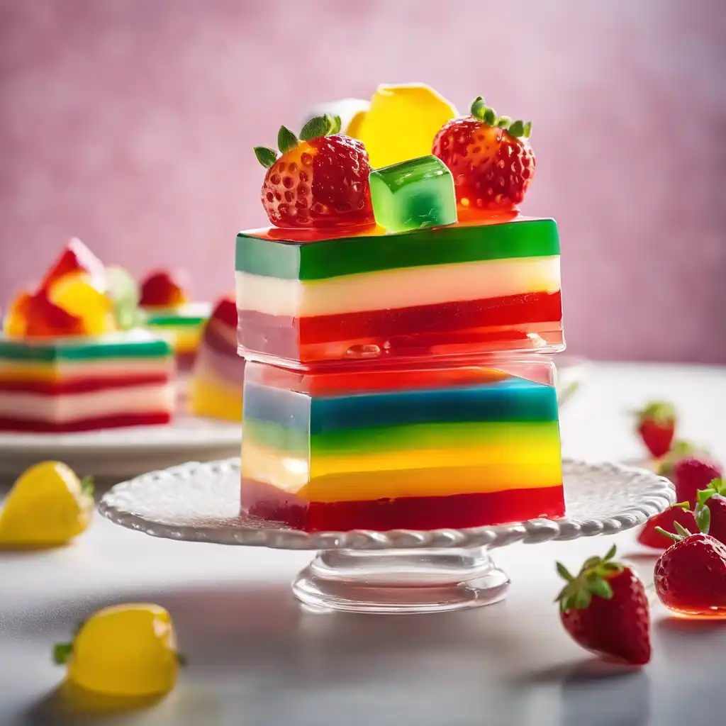 Rainbow Gelatin with Strawberry Jelly