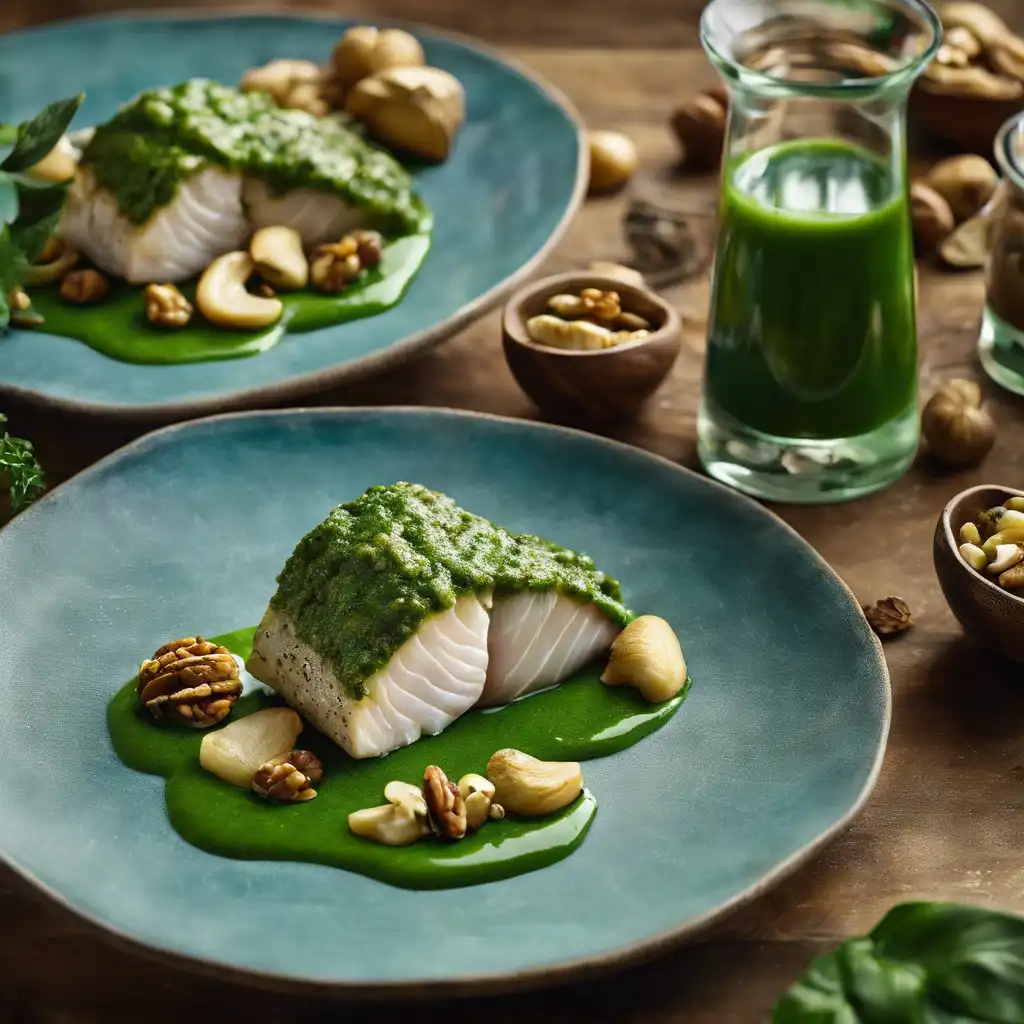 Fresh Palm Heart with Pesto Sauce over Cod