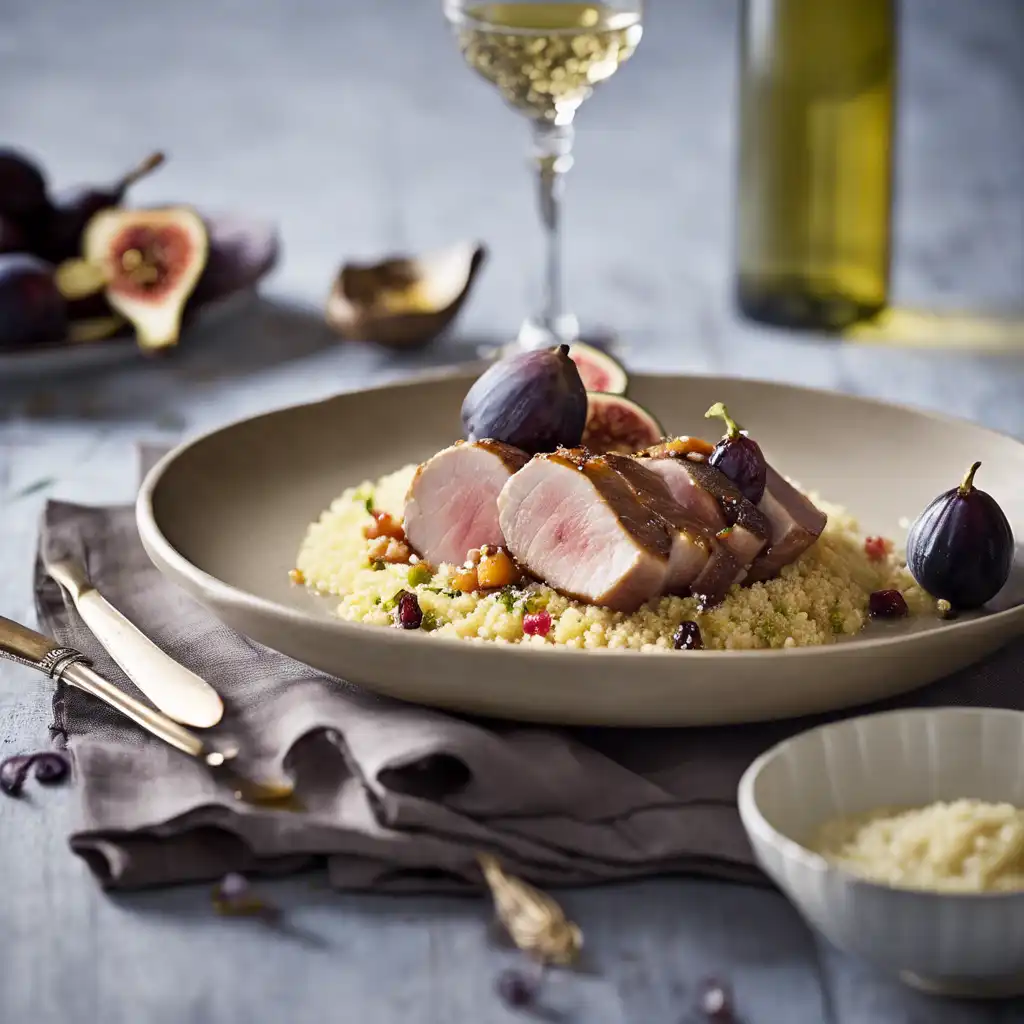 Pork Loin with Fruits Couscous and White Wine Sauce