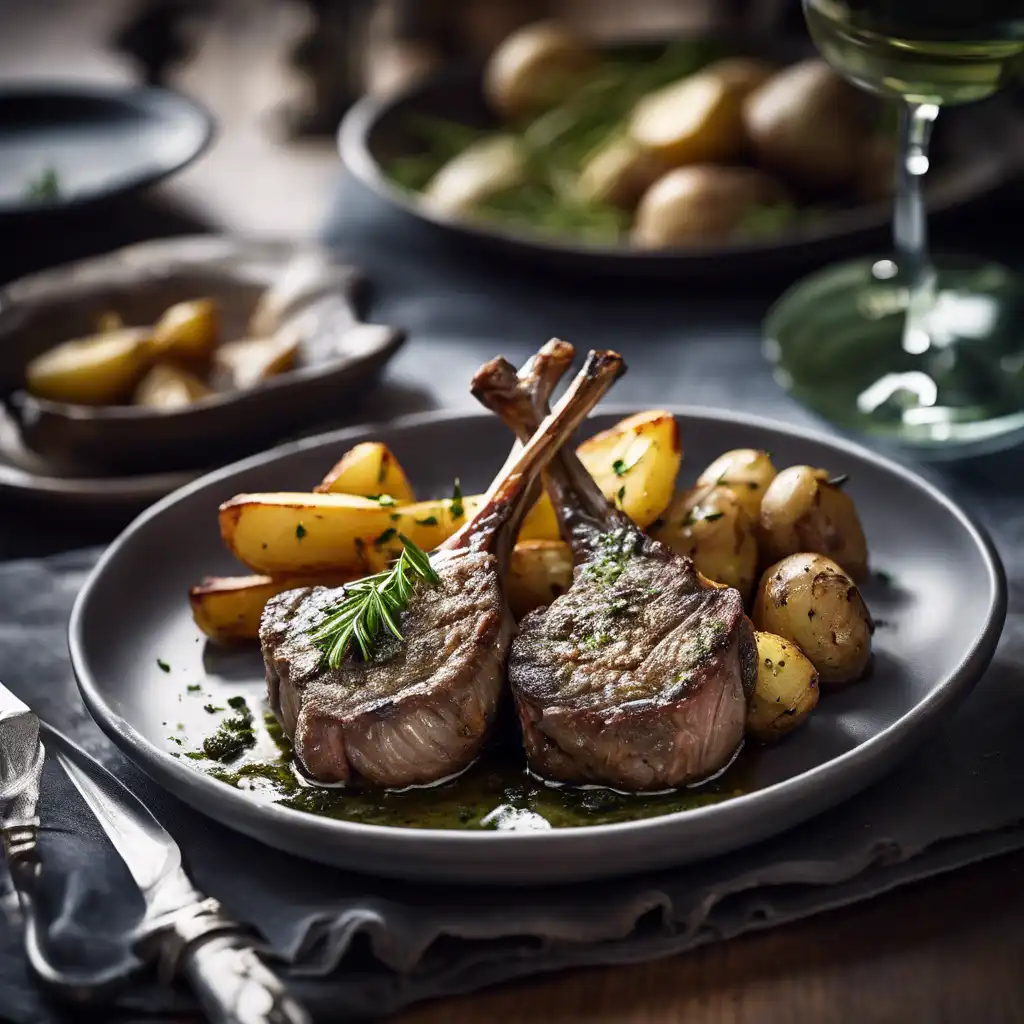 Lamb Chops Grilled with Potato and Herb Oil