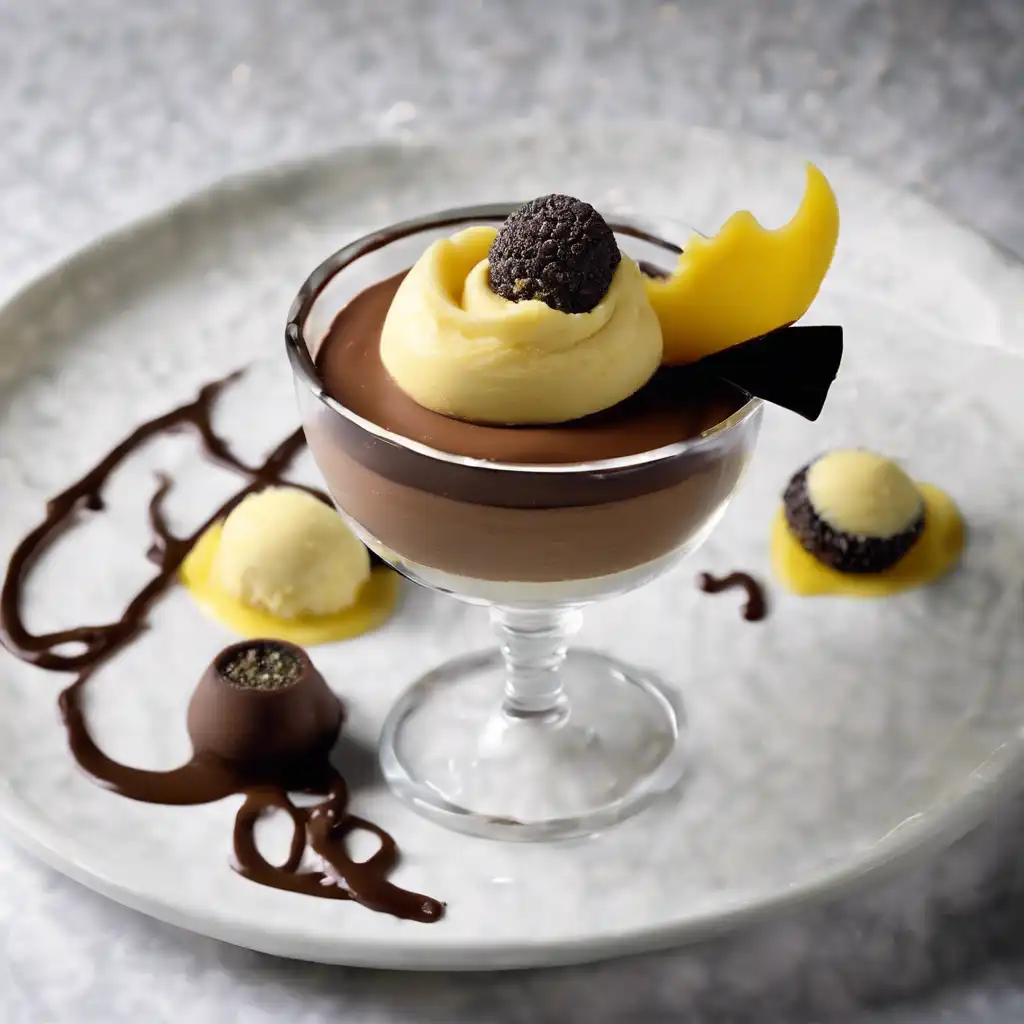 Chocolate Mousse with Banana and Passionfruit Sorbet