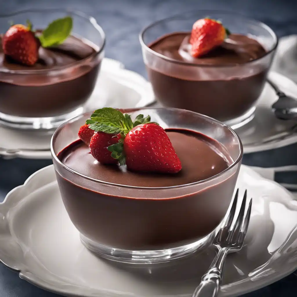 Chocolate Pudding with Strawberry Sauce