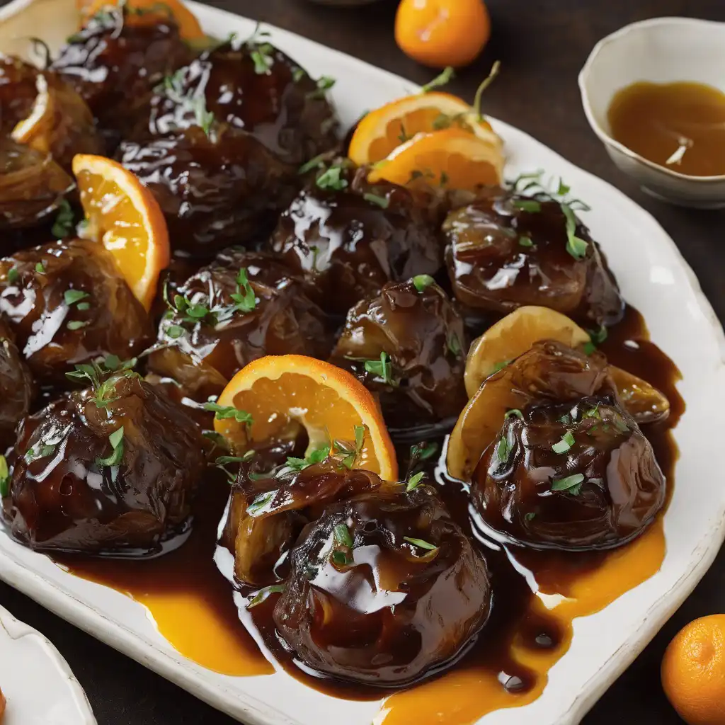 Scallion Bites with Orange Juice and Balsamic Vinegar Sauce