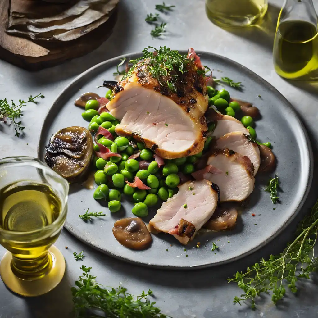 Chicken Breast with Garden Peas and Prosciutto Torta