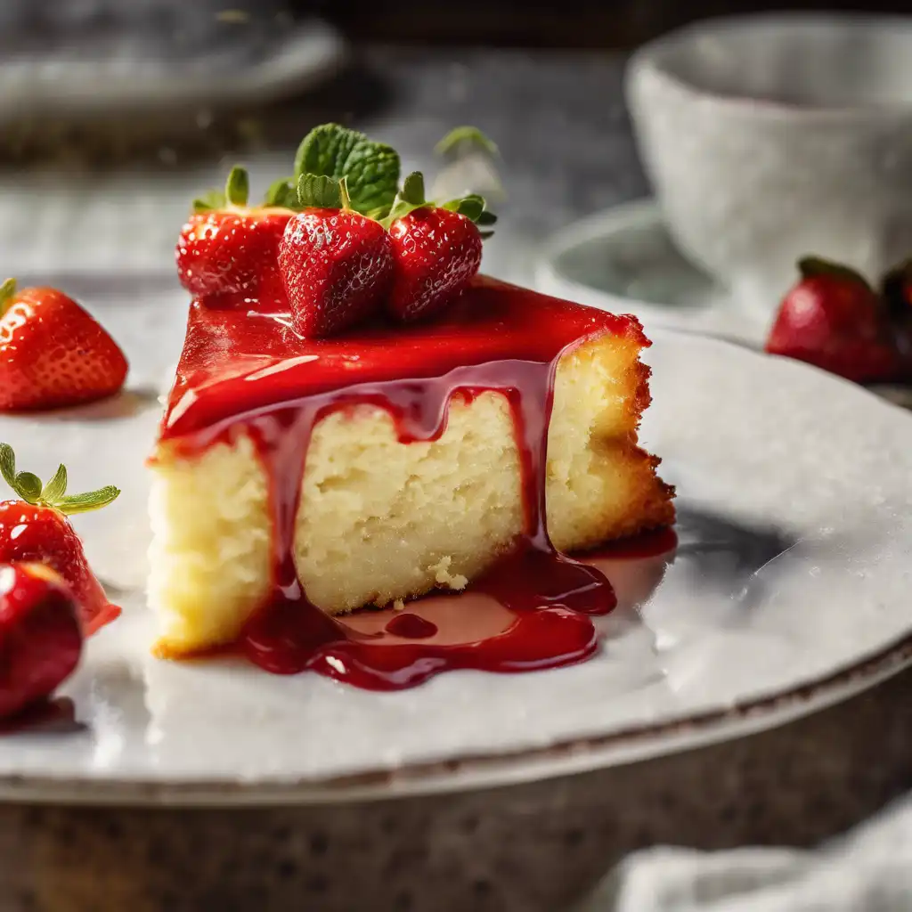 Yogurt Cake with Strawberry Sauce